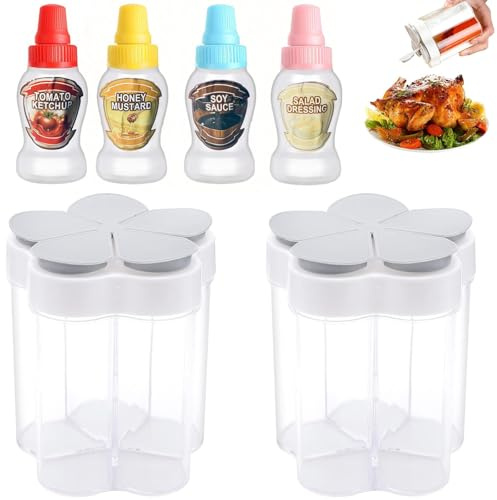 YTAXYZWR Porta Olio da Viaggio 2 Pezzi Contenitori Spezie 5 in 1 con 4 Barattoli Dosatori 9x9x11 cm e 8.7x3.5 cm Compatti Anti-Perdita per Campeggio Picnic Viaggi