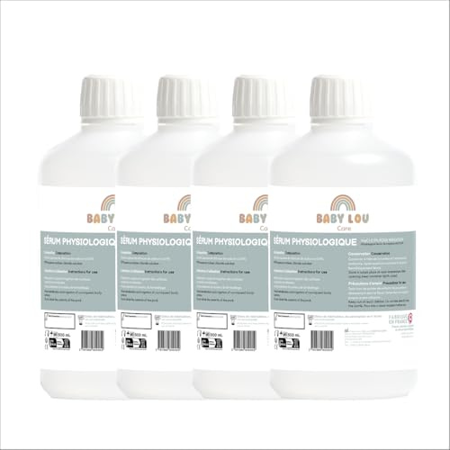 BABYLOU CARE | Siero fisiologico in bottiglia 4x500ml | NaCl 0,9% | Prodotto in Francia | Lavaggio delle fosse nasali | Igiene del naso | Per irrigazione esterna