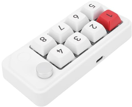 ASHATA Clavier Macro Programmable, Clavier Numérique USB C Filaire à 8 Touches avec échange à Chaud et 12 Modes D'éclairage, Raccourcis Personnalisables pour et OS (White)