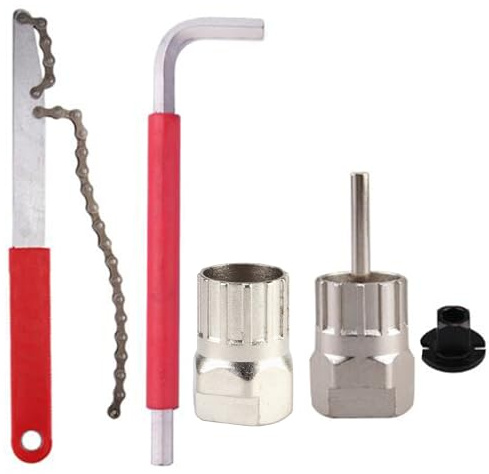 GUOFANG Outil de démontage de Roue Libre de vélo (avec clé à chaîne et clé auxiliaire), Bague de Verrouillage de Roue Libre de vélo, clé de démontage de Roue Libre (Kit Universel Cinq pièces)