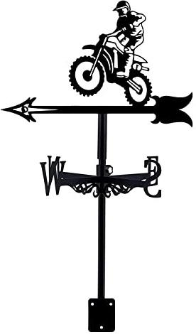 SYFOAR Wetterfahne im europäischen Stil für Dach, Schmiedeeisen, Wetterfahne, Motorrad, Berg, Motocross, Rennen, Windrichtungsanzeige-Set für Windfahne, Outdoor-Gartendekoration