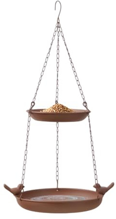 Baño de pájaros de cerámica,Cuenca de doble nivel para pájaros - Distribuidor colgante para colibríes | para jardín, balcón, terraza al aire libre, césped, ventana