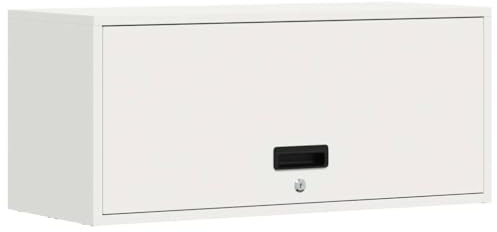 Mhdvray Wandschrank Weiß 80 x 33 x 35 cm, Pulverbeschichteter Stahl & Riegelschloss, Moderner Garagenschrank mit Gasdrucklift-Tür, Robuster Geräteschrank für Garage Küche Büro und Werkstatt