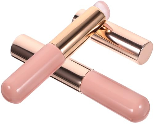 MALUGOGO Brochas de Labios de Silicona 2 Piezas Tapa, Aplicador para Lápiz Labial y Corrector, Cepillo Portátil Redondo Rosa para Maquillaje y Difuminado en Belleza y Cuidado Personal