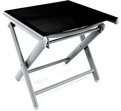 Mojawo® - Sgabello pieghevole da giardino, in alluminio resistente alle intemperie, colore: argento/nero