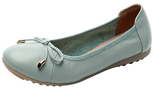rismart Donna Basse Ballerine Pieghevole Danza Bowknot Morbido Scivolare su Scarpe SN02819(Azzurro,40 EU)