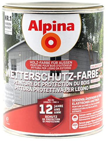 Alpina Holz-Wetterschutz-Farben – Kirschblütenrosa, halbdeckend – bis zu 12 Jahre Schutz vor Witterung und Nässe – schmutzabweisend, halbdeckend & ergiebig – 750 ml