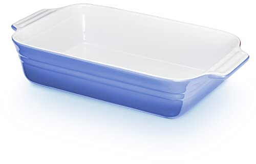 KHG Auflaufform groß 40 cm Hellblau, Volumen, Backform, Lasagne, Tiramisu | für 4-6 Personen, Kapazität 3 L, Ofenform Keramik Steingut rechteckig & kratzfest, Aufläufe, vielseitig einsetzbar