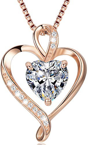 LAVUMO Herzkette 925 Silber Rosegold Gold Damen Halskette - Herz änhänger Silber Kette Damen Schmuck Geschenk für Frau Frauen MaMa Freundin an Geburtstags Weihnachten Valentinstag Hypoallergen Ketten