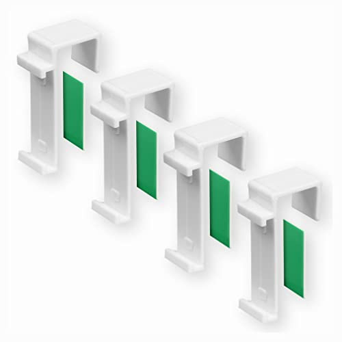 KLEMMFLEX Klemmhalter kurz, Nicht verstellbar, für Klemmfix Rollo, Doppelrollo, Duo-Rollo, ohne Bohren zum Klemmen und Kleben, 4 Stück, als Zubehör für die Aufhängung, Befestigung am PVC-Fenster