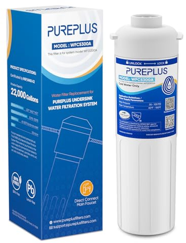 PUREPLUS WFC5300A Untertisch-Wasserfilter, 22000 Gallonen, 99,99% Chlorreduzierung, NSF/ANSI-zertifiziert, Ersatz für WFS5300A Untertisch-Wasserfiltersystem