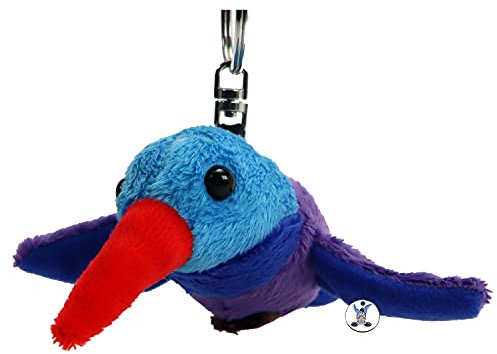 Kolibri Schlüsselanhänger Kuscheltier Vogel Plüsch Anhänger blau lila LALITA
