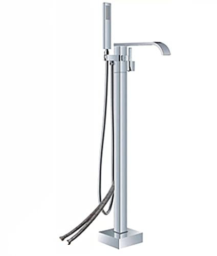 Freistehende Wasserhahn Badewanne Armatur Einhebelmischer Dusche Badewannenarmatur Wasserfall Doppelfunktion Heiß und Kalt Badewannenarmatur Wasserhahn Armatur Badewanne-Chrome-B