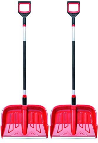 2X Ergonomische Schneeschaufel - Schneeräumer für kleine und große Schneemengen – Kunststoff-Blatt, Aluminiumkante, Aluminium-Stiel mit separatem Griffbereich