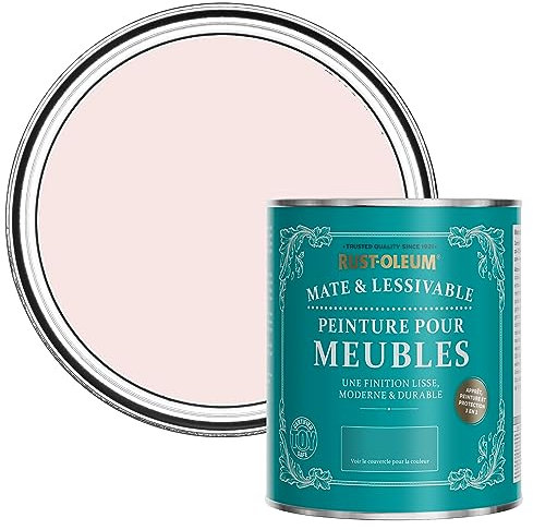 Rust-Oleum rosa Möbelfarbe mit Matt-Finish, geruchsarm und wasserbasiert für Innenholz - Erdbeer-Vanille 750ML
