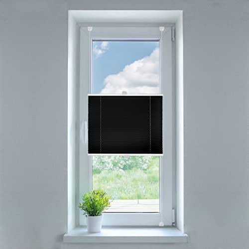 SN Deco - Plissee Klemmfix, ohne Bohren KB-26 dunkelgrau | Lichtdurchlässig | Crushed Look | Sonnenschutz (60 x 130 cm)