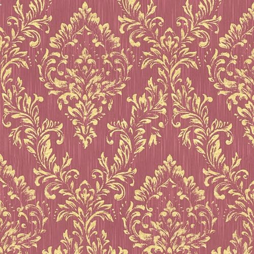 Profhome Ornament Tapete 306596-GU Textiltapete gold rot 0,53 m x 10,05 m / 5,33 m2