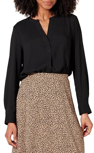 Amazon Essentials Blusa de Georgette sin Cierre de Manga Larga y Corte Holgado Mujer, Negro, XXL