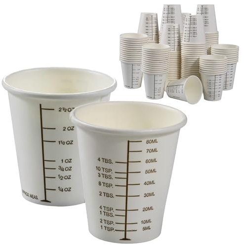 3 oz Graduated Paper Cups [125] Disposable Wax Coated Medicine Cups with Clear Measurements on Each Cup for Measuring Fluid Intake and Urine Output as well as Cooking, Mixing Paint, Stain, Epoxy (125)