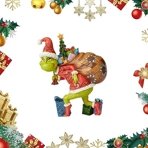 Grin-ch Decoraciones de Navidad, Adorno Colgante para árbol de Navidad, Divertida decoración de Navidad de Grin-ch de Resina Verde para el hogar, Fiesta de Vacaciones (B)
