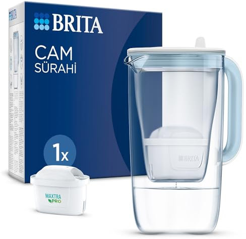 BRITA Jarra de cristal con filtro purificador de agua - Azul claro (2,5 L)