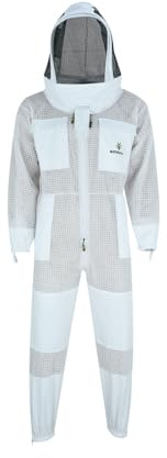 Imkeranzug Premium mit Atmungsnetz und Fechtschleier, XXL · weiß
