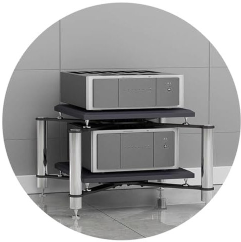 HiFi-Audioschrank, HiFi-Rack, AV-Regal, 1/2 Etagen, MDF-TV-Ständer mit Plattenspieler-Ständer, Drucker, multifunktionaler Heimschrank, Unterhaltungsmedieneinheit (Größe: 70 x 70 x 50 cm (2 Ebenen),