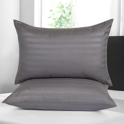 Moonlight Bedding Pillow cases 2 pack - Grey Stripe 50x75cm Luxury Pillowcase 100% Microfiber Hotel Quality Pillow Cover - Super Soft and Breathable Pillow Case