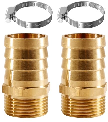2 boquillas de manguera de latón de 1 pulgada, 1 pulgada AG x 32 mm, conexión para manguera,