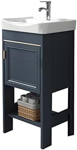 Lavabo Commerciale Blu con Mobile per Lavanderia Lavandino del Bagno Spazio Armadi in Alluminio Combo Lavabo in Ceramica, Preparazione E Lavandino, per Cortile, Garage, Negozio, Esterno,Lave
