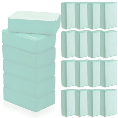 Outus 20 Pcs Yoga Blocks Bulk 9 x 6 x 3 Inch High Density Bricks to Improve Strength Flexibility Balance Soft Non Slip Gymnastic Blocks for Yoga Sports(Cool Mint)