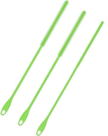 3pcs Cleaner Brush, 9.45 Inch Extra Long Silicone Straw Brush 6/8/10 mm Reusable Water Bottle Straw Cleaner Crevice Brush Pipe Cleaners Kitchen Cleaning Tool (Green)