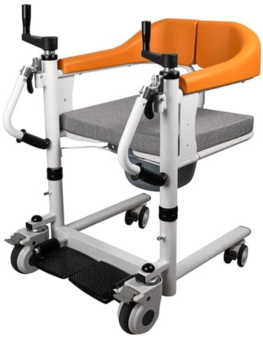 ZJFJMBD Fauteuil Roulant élévateur pour Patients, Chaise de Transfert, Chaise percée de Chevet, Chaise de Transfert 4 en 1 avec siège divisé à 180 °, Chaise élévatrice pour Patients