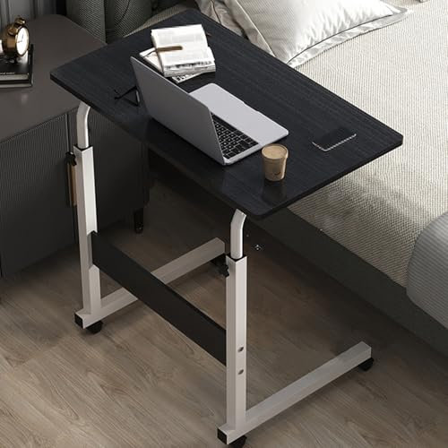 Moderner Konferenztisch aus Stahl und Holz mit beweglichem Design, ideal für Schlafzimmer oder Konferenzraum, Schwarz (60 x 40 x 70 cm)
