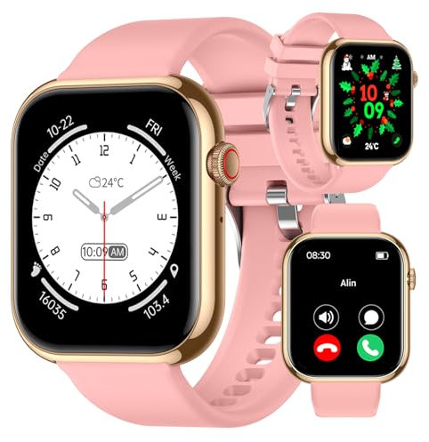 Fitabok Smartwatch für Damen mit Telefonfunktion - 1,85 Bildschirm Fitnessuhr, Herzfrequenz, SpO2, Schlafmonitor, Schrittzähler, IP68 Wasserdicht Uhr, 113+ Sportmodi Sportuhr für Android iOS
