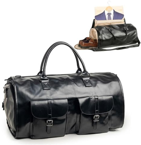 Anzugtasche,Kleidersack Reisetasche,Unisex 2-in-1 Kleidersack Anzug,Weekender Herren,Wasserdichter,mit Schuhfach,Reisetasche Handgepäck,Anzug Tasche Reisen,für Männer,Frauen,Reisen,Business (Black)