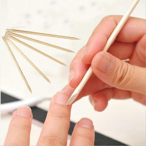 Spingi cuticole in legno arancione per manicure professionale (50 pezzi)