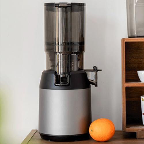 Cold Press Juicer, Compact 160nm Slow Masticating Juicer Machines with 130mm Large Feed Chute, Small Juicer Machines for Vegetable and Fruit, Easy to Clean with Brush/ 1.4l Capacity,Grey
