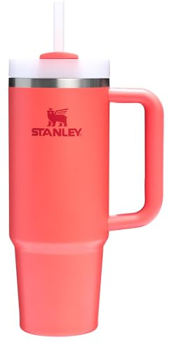 Stanley Quencher H2.0 - Vaso de 30 onzas con mango y popote | Tapa de 3 posiciones Flowstate | Compatible con portavasos para viajes | Vaso de acero inoxidable aislado | Libre de BPA | Coral Caliente