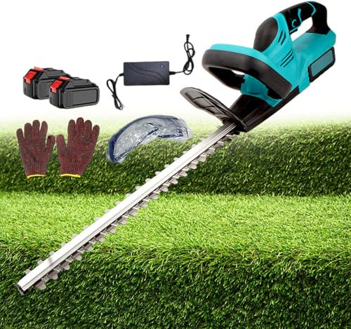 pealiritansemen Tijeras Cortasetos Inalámbricas + Cortacésped De Mano, Cuchilla De Doble Filo De 48 Cm, Cortacésped De Jardín, Batería Extraíble De 3000 Mah, para Recortar Setos, Arbustos,2batteries