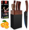 Kezidhp Ensemble de 7 Couteaux de Cuisine avec Bloc - Lames en Acier Inoxydable Aiguisées, Manches Ergonomiques Antidérapants - Couteaux Professionnels pour Chef à Domicile