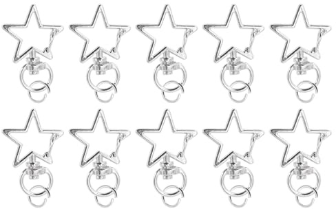 CAPASTEC Porte-Clés Étoile, 10Pcs Porte-Clés Mousqueton Étoile, Mousqueton Avec Fermoir À Vis, Pour Accessoires Faits Main De Sacs À Main Et Épaules, Ton Argenté