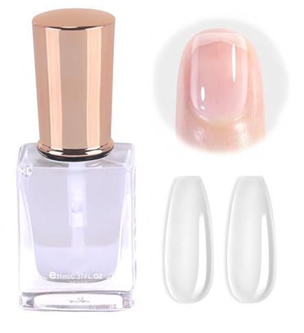 2-IN-1 Base and Top Coat Nail Polish - Clear Nail Varnish Quick Dry - High Glossy & Vegan Nail Polish Air Fast Dry - Nail Base Coat and Top Coat For Women Girls Manicure DIY