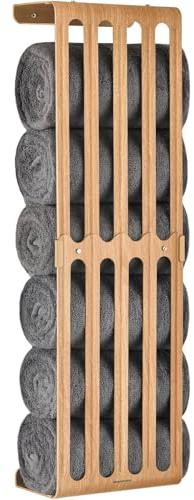 simpletome Towel Storage Rack Adjustable Height Wall Mount Bathroom Shelf Organizer Carbon Steel (Beech)