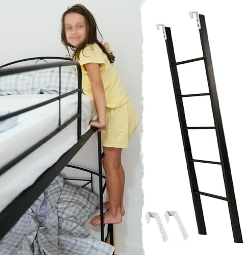 Scaletta Letto a Castello Scala a Castello per Dormitorio Scolastico, Scala a Castello In Metallo Nero per Bambini E Adulti con Gancio, Scale Castello Corte Camper, 125 135 155 165 175cm(165cm/65)