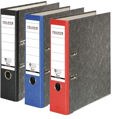 FALKEN 3x Recycling-Ordner 8 cm breit DIN A4 3 Farben sortiert