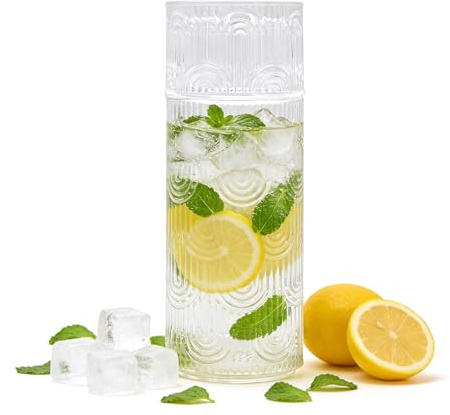 640ml Glass Water Jug, Carafe and Glass Set, Pitcher Carafe for Iced Tea, Juice Pitcher, for Tea Cafe Lemonade Milk Juice