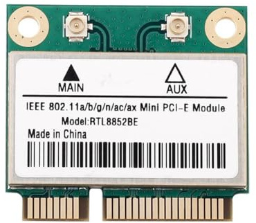HuddleGlow RTL8852BE Tarjeta de Red WiFi 6 1800Mbps BT 5.2 Inalámbrica de Doble Banda MiniPCIe 802.11ac/AX 2.4G/5Ghz -MIMO para Win 10 Pcie
