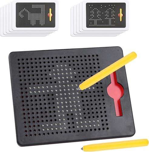 SULOLI Magnetische Zeichentafel, Zaubertafel, Zaubertafel, Zaubertafel, Magnetspiel mit Kugeln und Stift für Kinder, Schule und Familie (Schwarz)