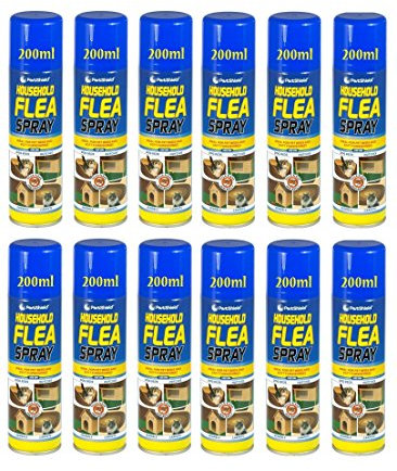Flea Killer Spray 12 x 200ml Aerosol Animal Flea Dog Cat Tick Protection House